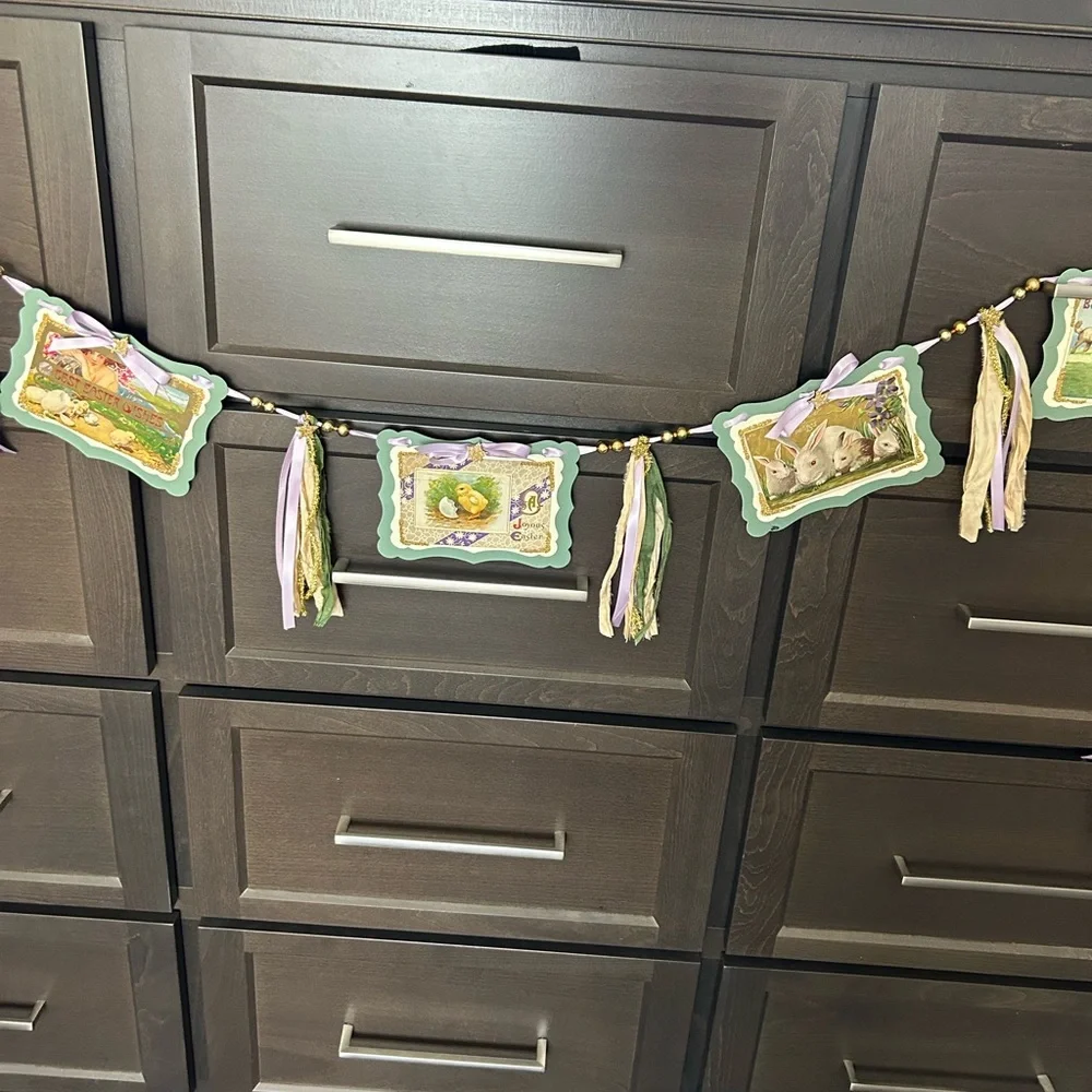 Easter postcard 1900’s vintage repurposed Holiday garland